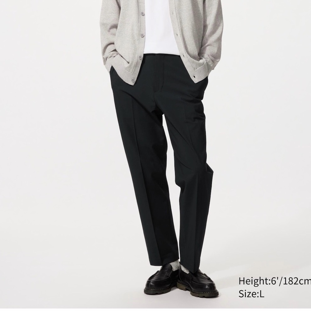 Uniqlo Men's Black Dress Pants - Straight Leg Smart Ankle Pants Large